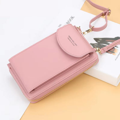 Elegance On-The-Go – Luxe PU Leather Crossbody Shoulder Bag with Phone & Card Organizer
