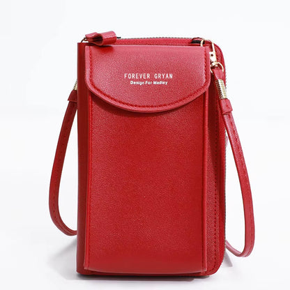 Elegance On-The-Go – Luxe PU Leather Crossbody Shoulder Bag with Phone & Card Organizer