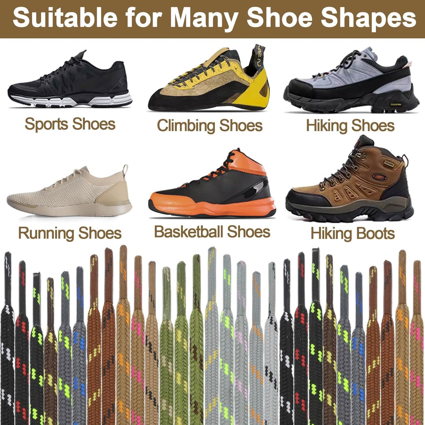 round Work Boot Laces: Heavy Duty Hiking Shoe Laces for Boots 2 Pair