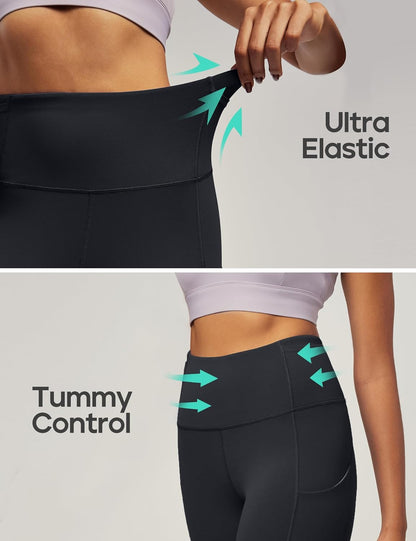 Leggings with Pockets for Women High Waisted Yoga Pants Women Tummy Control Workout Compression Running Leggings